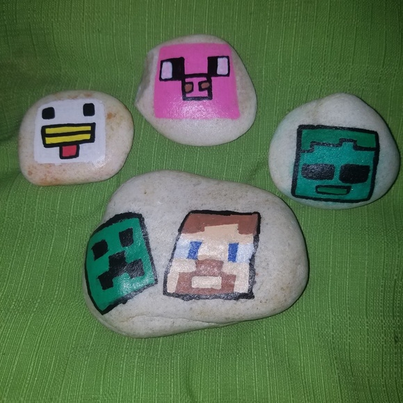 PaintedRoxRUs Accents 5 Minecraft Painted Rock Creeper Tnt Garden